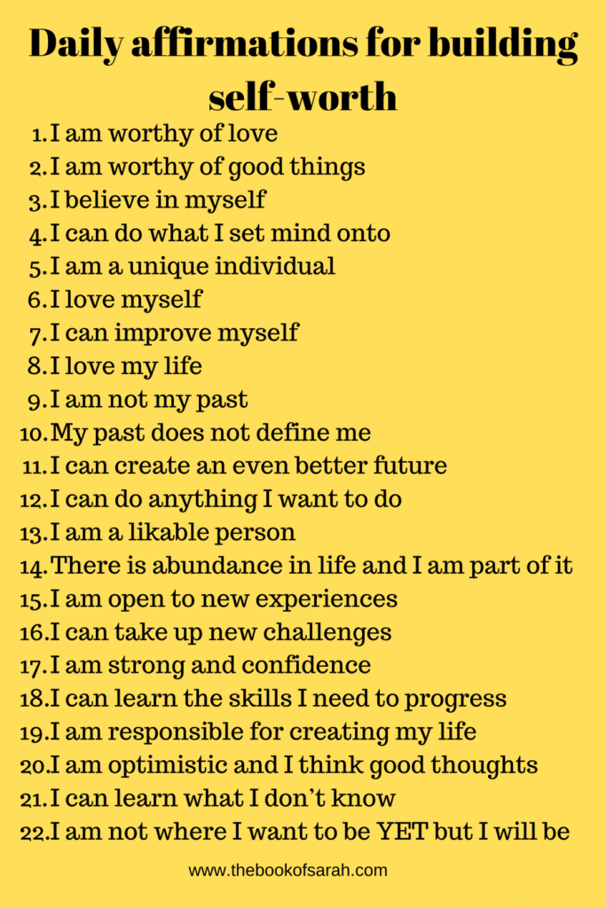 daily affirmations for building self-worth